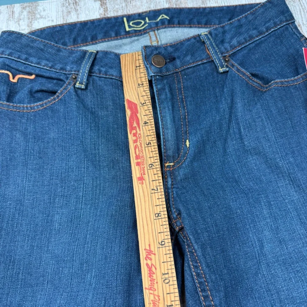 Kimes Ranch Lola Jeans Womens 4/30 Dark Wash Flare Leg Frayed Hem Western Denim